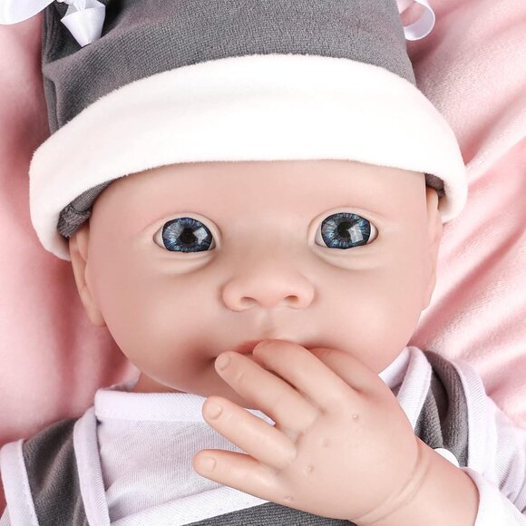 🆕19Inch Full Platinum Silicone Reborn Baby Dolls Open Eyes Boy with Doll Cloth - Picture 3 of 6